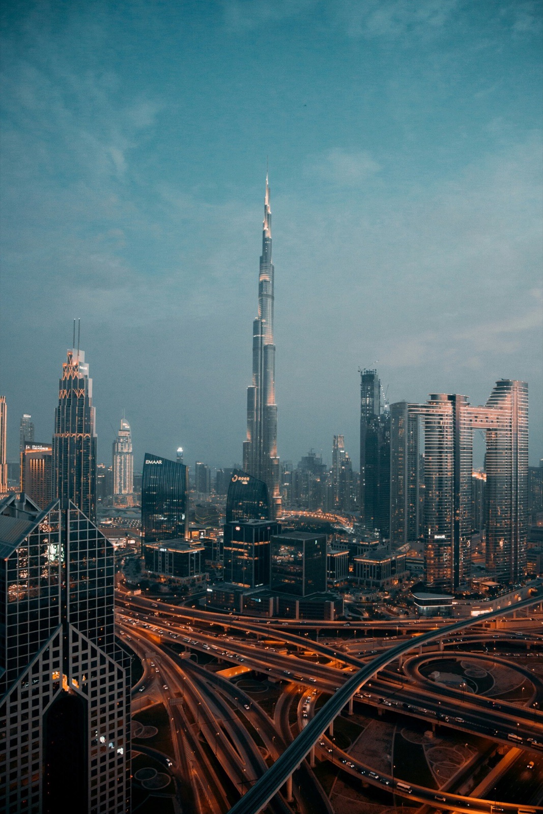 Dubai skyline at dusk